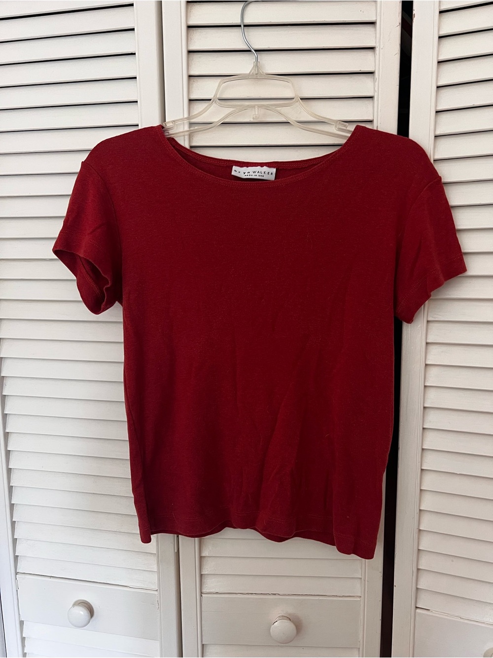 bryn Walker Short Sleeve Crewneck Top in Rust Red